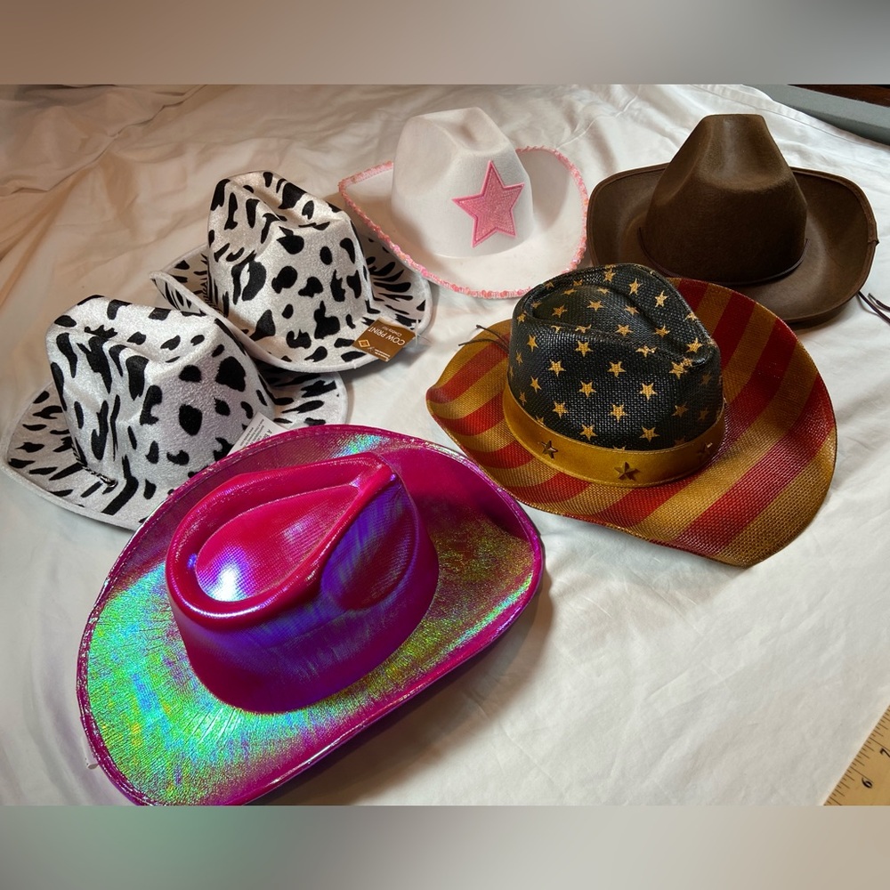 Colorful Cowboy Hat Collection for parties 6 total - Picture 1 of 11